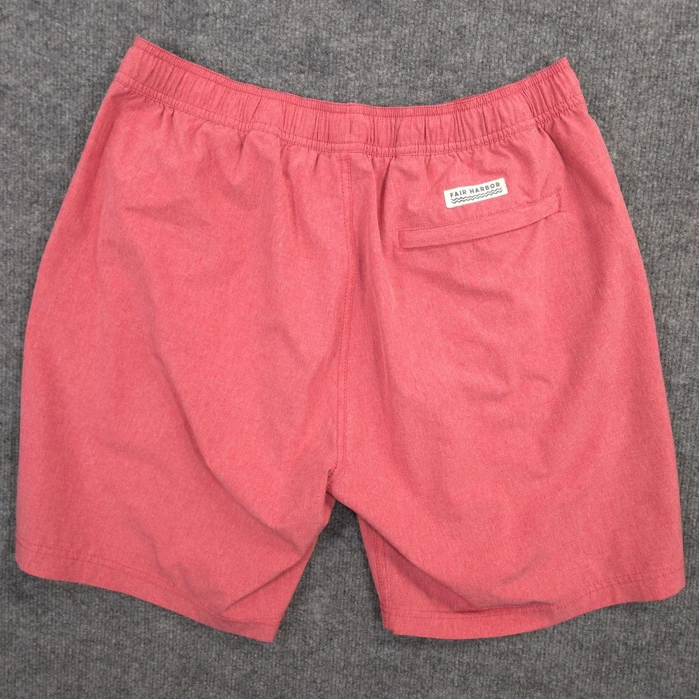 Fair Harbor One Shorts Mens L Red Heather Performance Hybrid Training Swimming